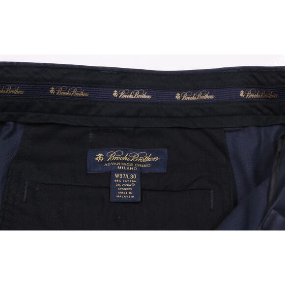 Brooks Brothers Advantage Chino Milano Navy Blue Flat Front Pants 37x30 - Picture 6 of 8